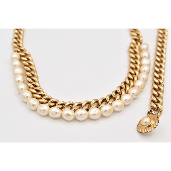 Vintage Extremely Heavy Weighted Chain Belt Gold Pearl Chunky 15"-38" 1980s - Picture 1 of 12